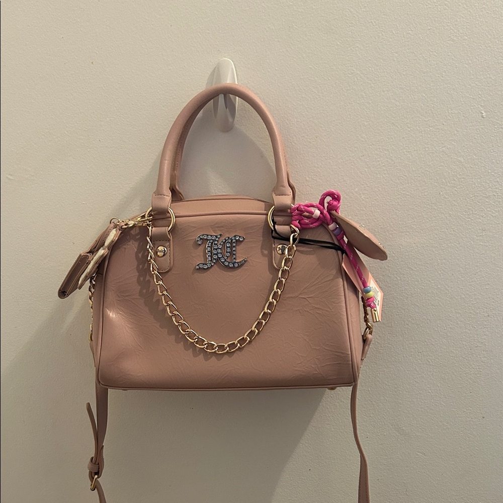 Juicy Couture Blush Pink Satchel Handbag with Gold Chain